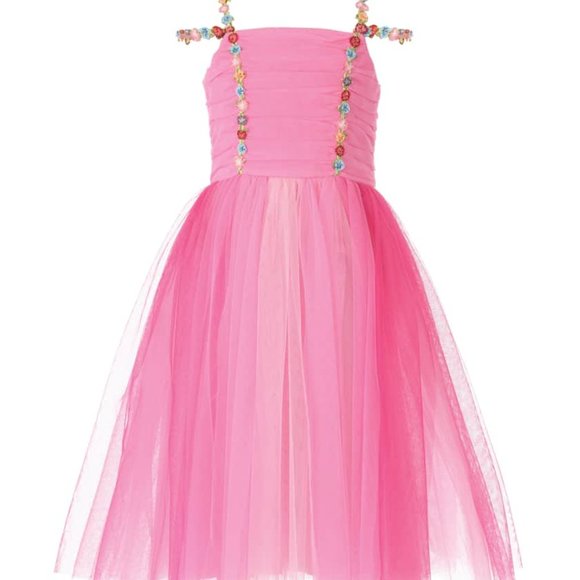 Hannah Banana Princess Tulle Dress Pink Floral Off Shoulder 5 - Picture 2 of 5